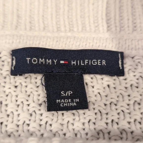 Tommy Hilfiger Cable Knit Sweater Cotton Slouchy Relaxed Fit Open Knit - Picture 10 of 11